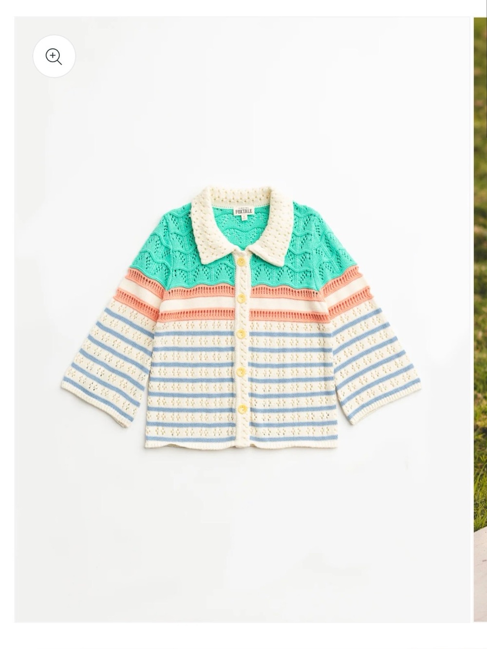 Finding Foxtale Pleasantville Sweater NWT Girls Crochet Knit Cardigan